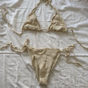 PacSun Cream Textured Bikini Top